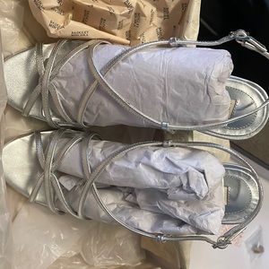 Badgley mischka silver heels.